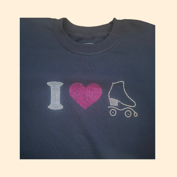 Sweatshirt "I ❤️ Patins" com Strass" (Adulto e Criança)