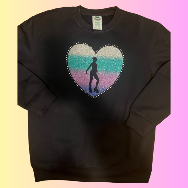 Sweatshirt Patinagem Artística em Vinil Glitter e Strass