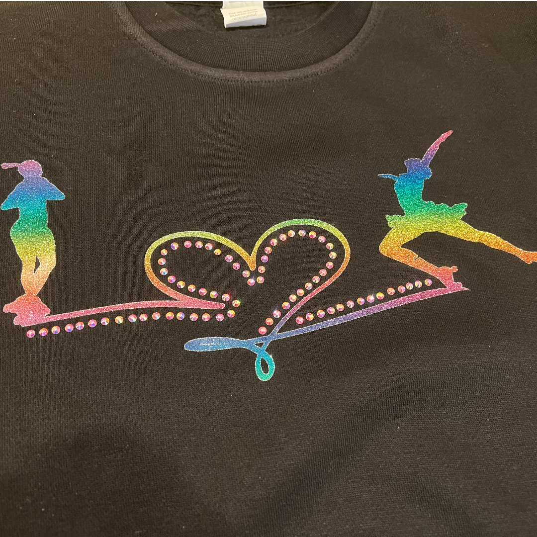 Sweat "I Love Patinagem" em Vinil Glitter Arco-Íris e Strass - Image 2
