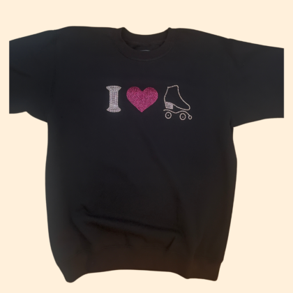 Sweatshirt "I ❤️ Patins" com Strass" (Adulto e Criança)