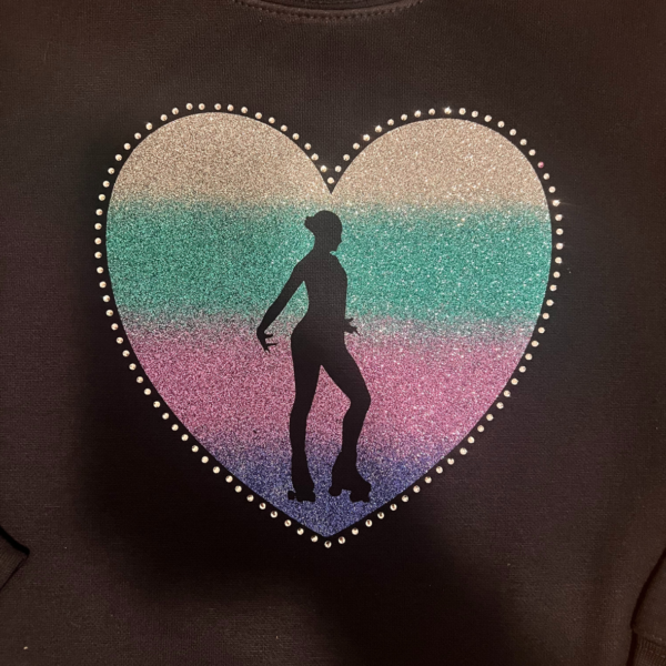 Sweatshirt Patinagem Artística em Vinil Glitter e Strass