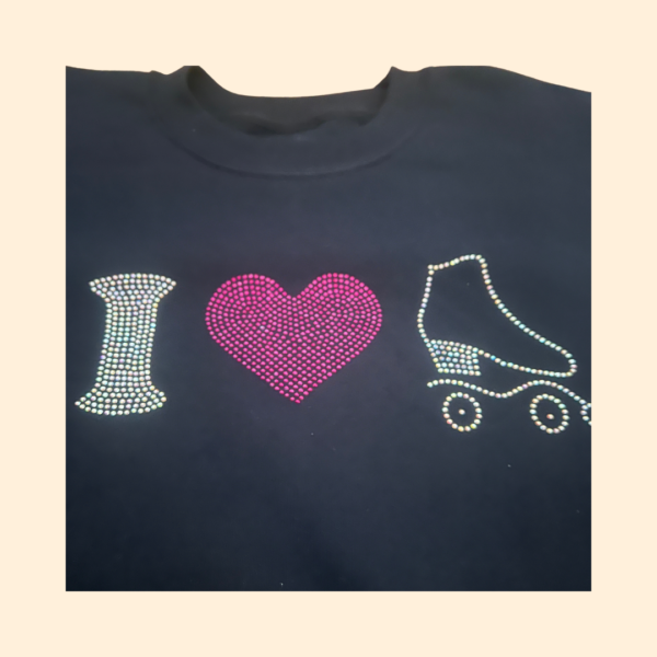 Sweatshirt "I ❤️ Patins" com Strass" (Adulto e Criança)