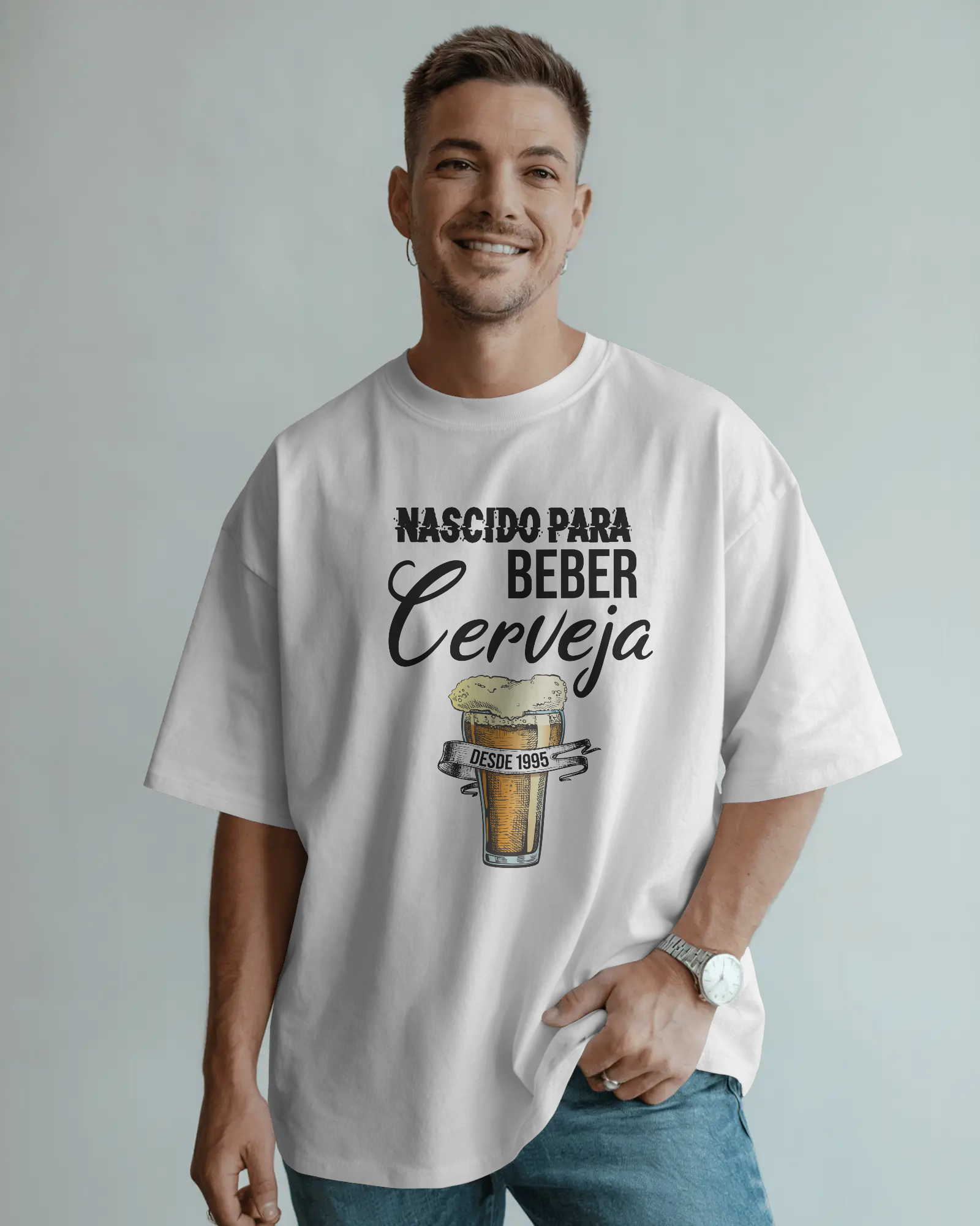 T-shirt 'Nascido Para Beber Cerveja'