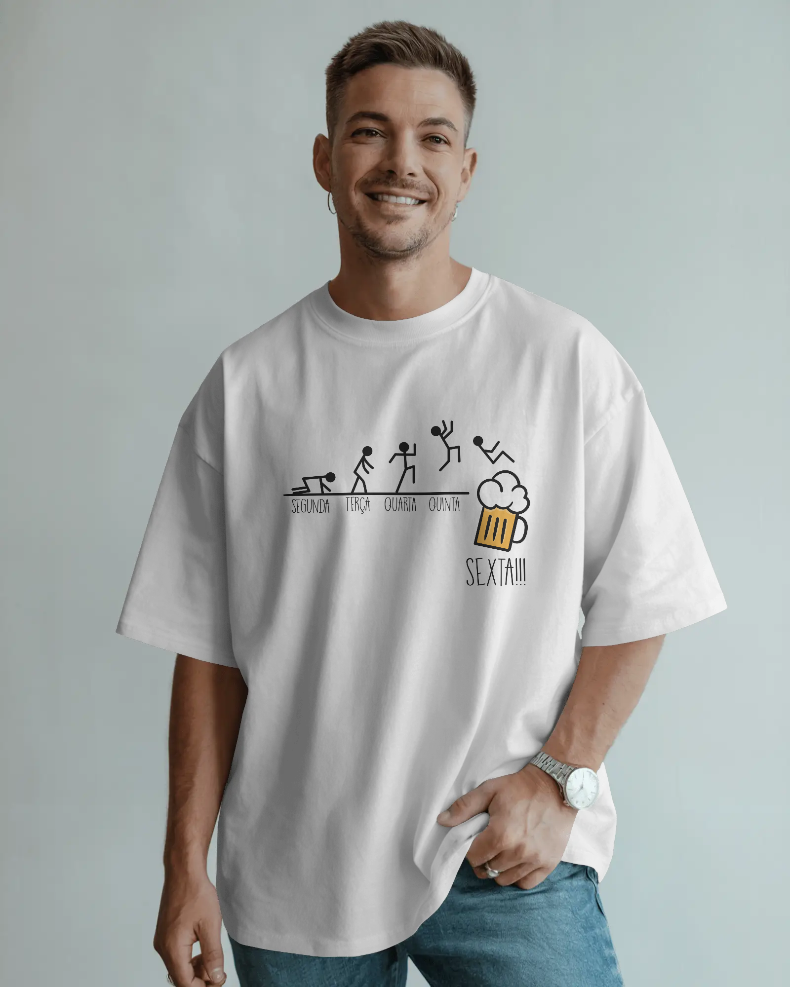 T-shirt 'A Evolução Diária: Rumo à Cerveja'