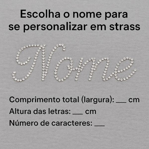 Aplicação de Strass com Nome para Têxteis