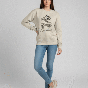 Sweat Personalizada Bege – Patins Retrô com Nome