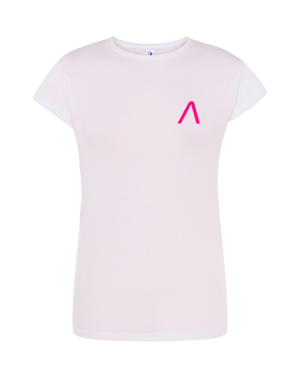 branco + ROSA Hyper Pink frente T-Shirt AXEL Signature Series