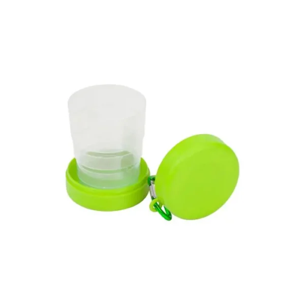 Copo Dobrável 220 ml com Porta Comprimidos e Mosquetão